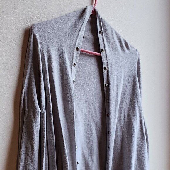 Vila Milano Light Gray Studded Angled Cardigan Size Small - Picture 2 of 16